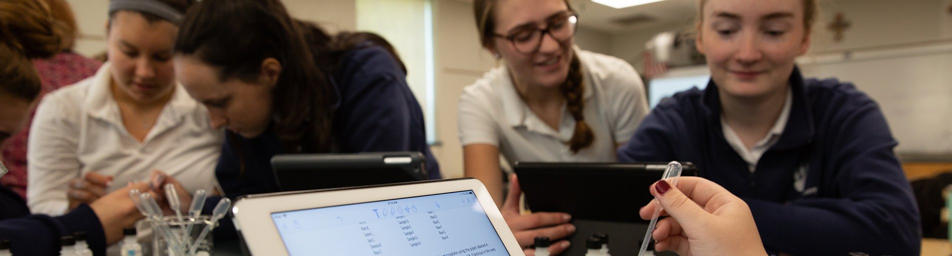 Students in a classroom on laptops